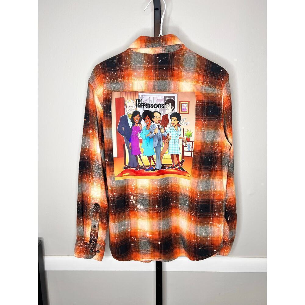 ☀️Goodfellow The Jeffersons 70s/80s Sitcom TV Show Orange Plaid Flannel Shacket